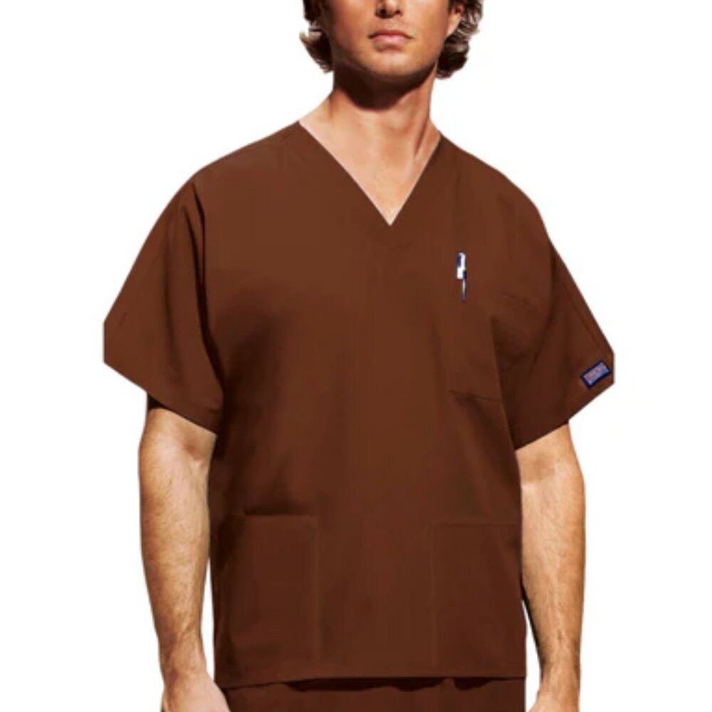 Cherokee Workwear Originals Unisex V-Neck Top #4876 Chocolate